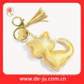 Golden Leather Material Soft Cat Key Chain Leather